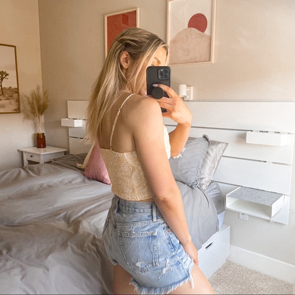 Abercrombie Yellow Floral Faux Silk Ruched Cami - Picture 4 of 9